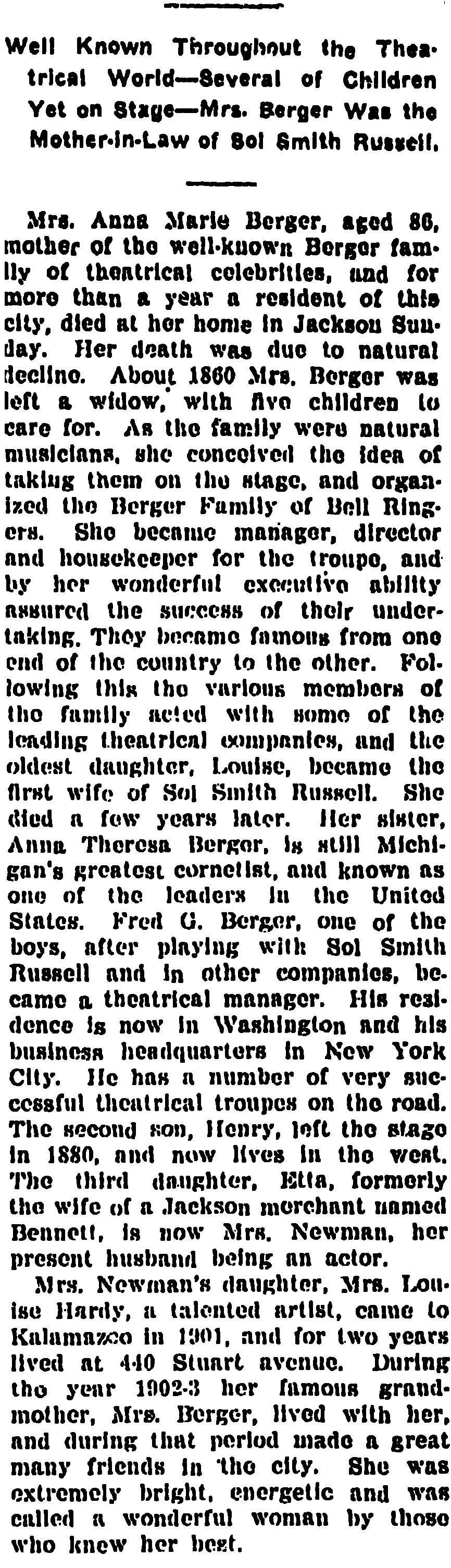 Berger mother obit