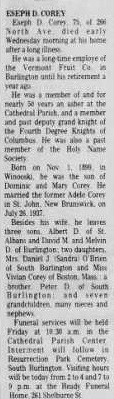 Espeh Corey Obit